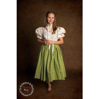 Kivizöld alapon fehér pöttyös szoknya